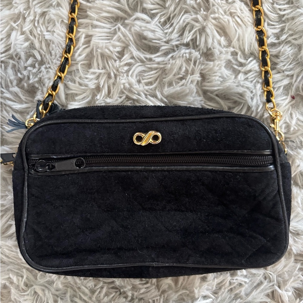 Vintage Black CrossBody with Gold Chain